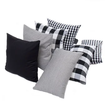

Polyester/Cotton Black and White Buffalo Checkers Plaids Square Throw Pillowcase Home Sofa Cozy Striped Bedroom Pillow Cover