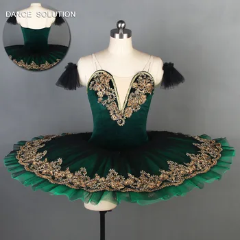 

Standard Professional Ballet Tutu Pancake Dancing Tutus for Adult & Child Dark Green Velvet Bodice Ballerina Dancewear BLL090