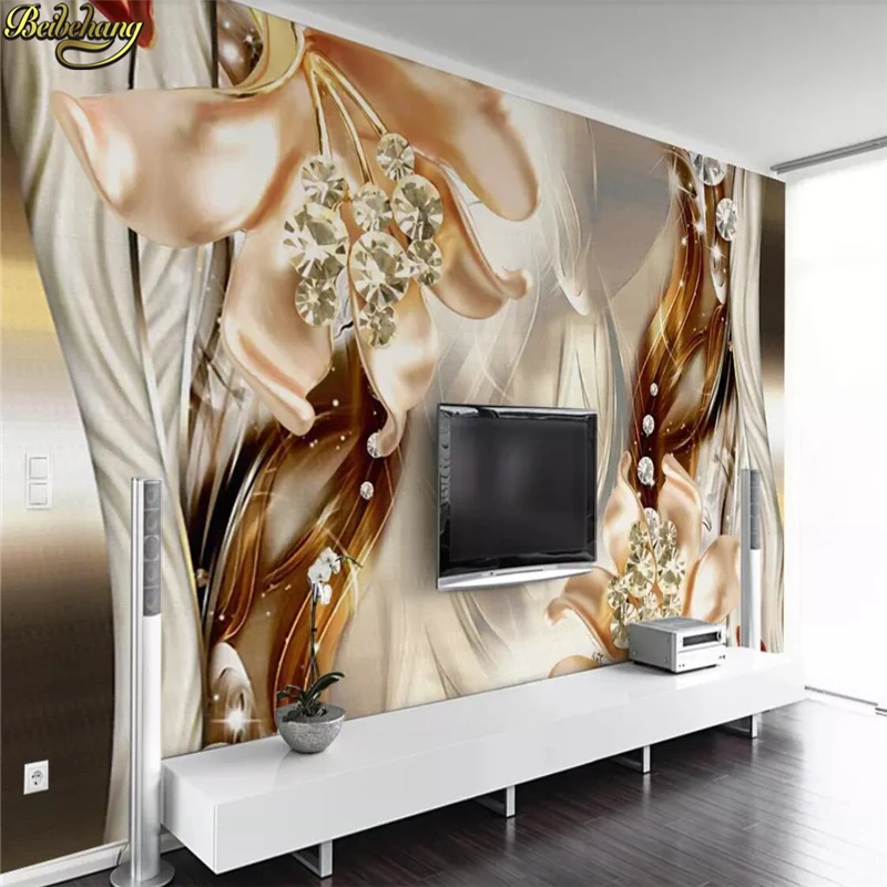 beibehang custom Fantasy 3d jewels flower jewels wallpapers for living room Murals Wallpaper Modern Living Room TV Background beibehang custom papel de parede tropical plant flamingo murals for living room children room sofa background wall 3d wallpaper