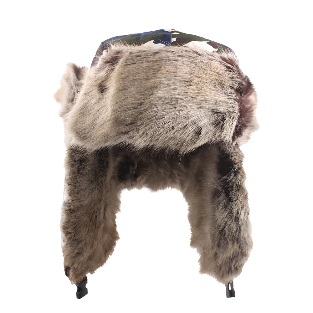 Cycling Cap Ski cap Winter Hat Russian Ski Hat Plush Earmuffs Padded Flat Cap Outdoor windproof warm artifact #2o26 (9)