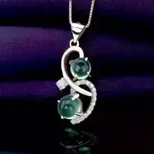 Натуральный пренит Камень Подвеска Серебро 925 природный камень кулон Цепочки и ожерелья модный прекрасный милый лиса женщин девушки ювелирные изделия