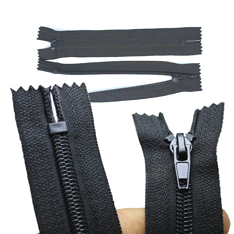 

10pcs 15cm closed tail Nylon zip no.5 Black color zipper plastic nylon zipper coil Sewing Pants zippers DIY sewing accessories