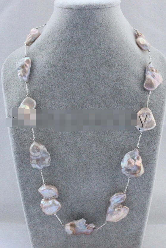 

Jewelr 004878 natural pink purple baroque keshi reborn freshwater pearl necklace