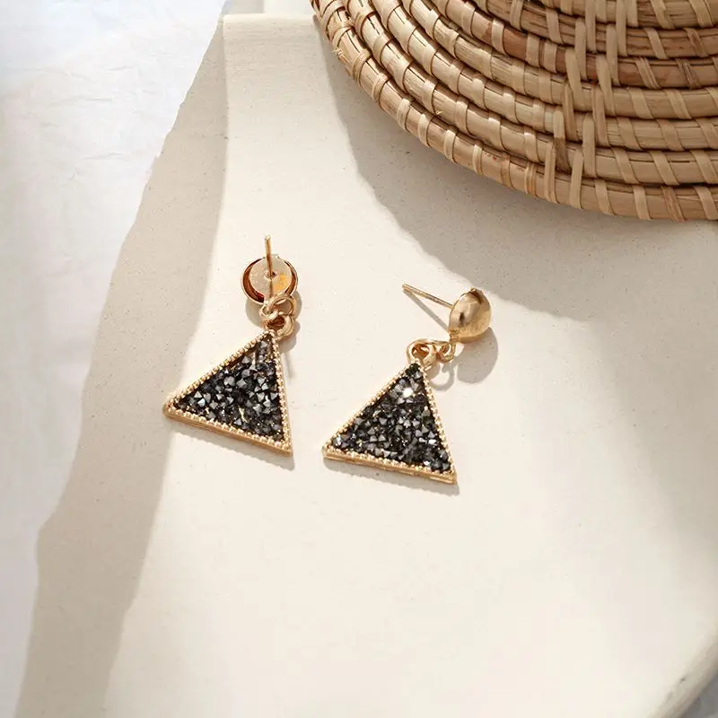 TMXK angel, новые модные серьги в Корейском стиле, черный треугольник, яркая и блестящая золотая оправа, серьги-капли, подарок на день рождения - Окраска металла: ez262
