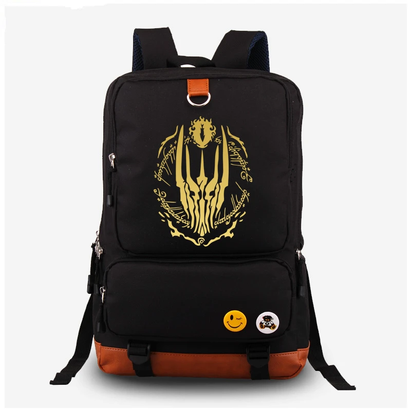 

2017 The Hobbit The Lord of the Rings Eye of Sauron Gilding Printing Women Laptop Canvas Backpack Mochila Escolar school Bags