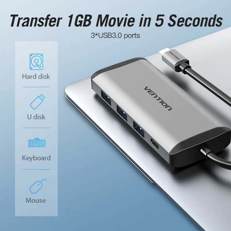 Концентратор Vention type-c USB 3,1 type-c к HDMI USB3.0 PD адаптер для MacBook samsung Dex S8 huawei P20 Pro Thunderbolt 3 док-станция usb-хаб