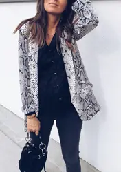 2019 модный осенний Блейзер, костюм для женщин, сексуальный леопард, змеиный принт, куртки с длинными рукавами, повседневный офисный женский