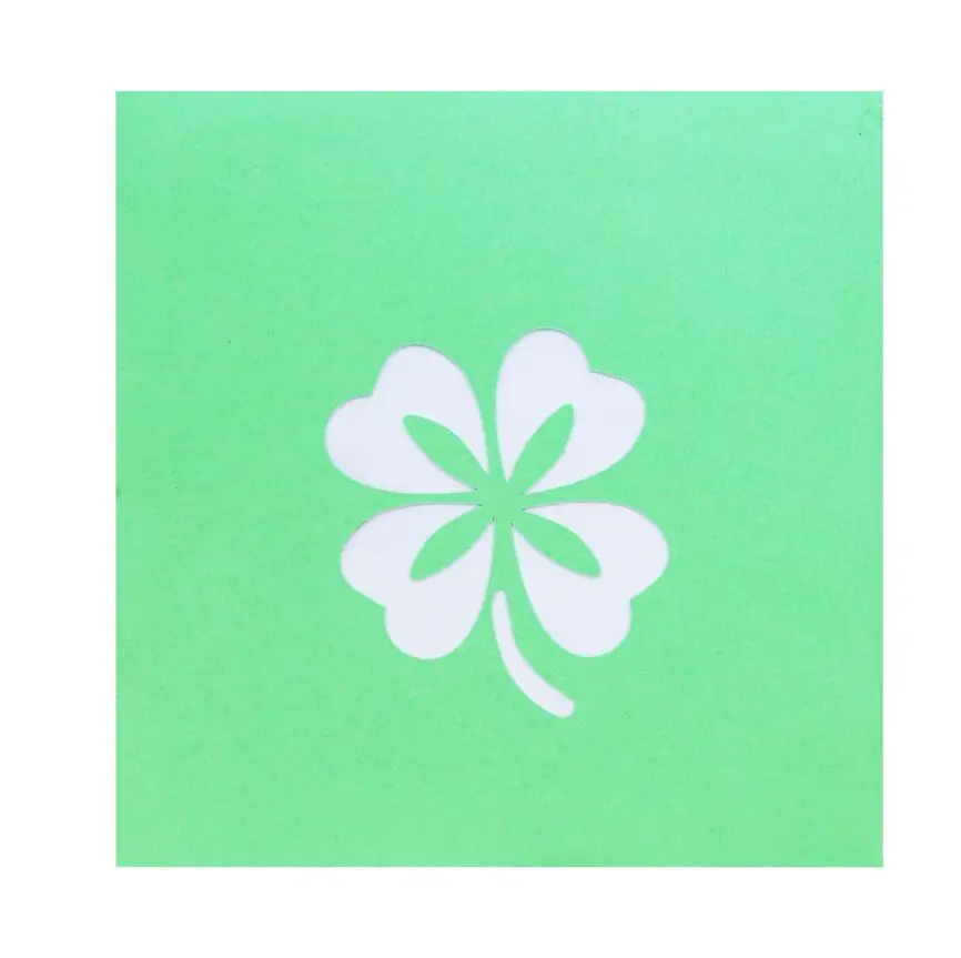  10pcs Handmade Kirigami Origami Lucky Clover 3D Pop UP Greeting Cards Invitation card For Wedding B - 32980002255