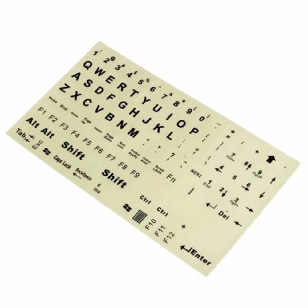 Английский Стандартный клавиатура Стикеры общие портативных ПК флуоресцентный крышка клавиатуры световой Полная клавиатура большой