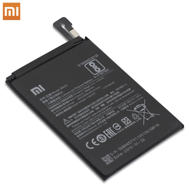 Аккумулятор для телефона Xiaomi BN45 3900 мАч высокое качество Redmi Note 5 Note5 оригинальная