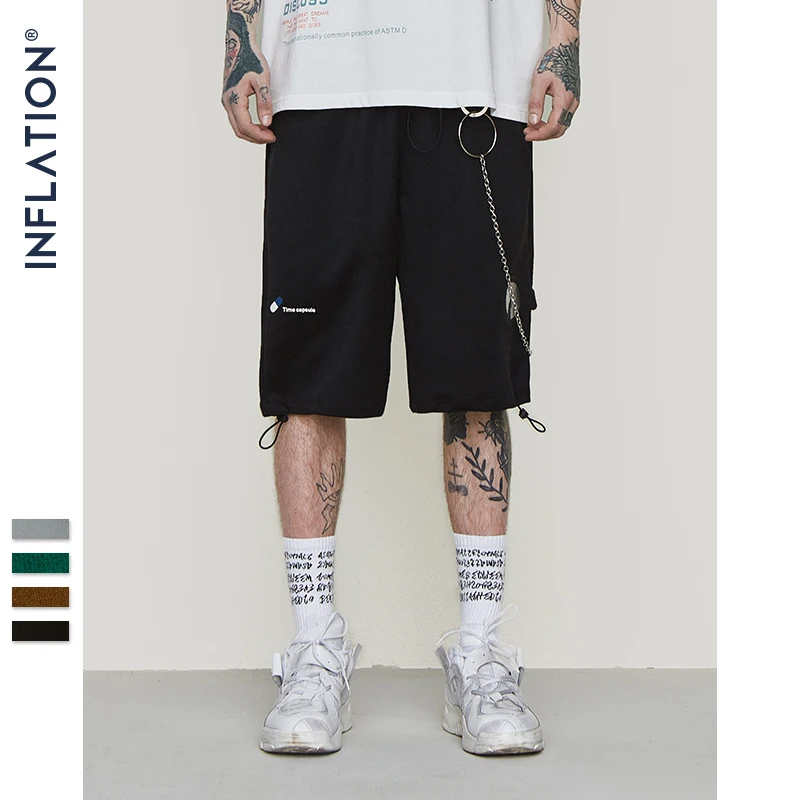 

INFLATION Men's Brand New Casual Shorts 2019 New Style Fashion Men Short Men Hot Sale Casual Beach Elastic Waist Shorts 9364S