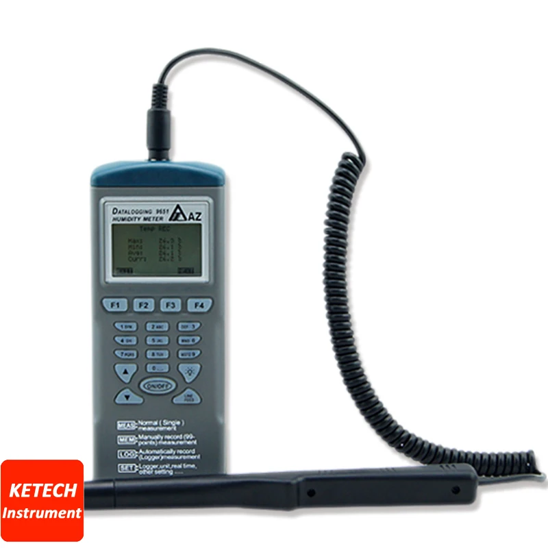 Interface Handheld Temp. RH Hygrometer Logger AZ9651in Moisture Meters