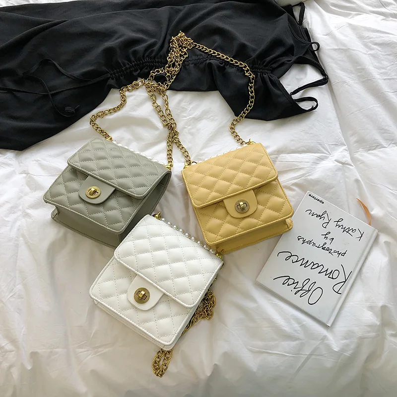 

Diamond Chain Bag woman 2019 New net Red small scent pearl chain shoulder oblique carry female bag
