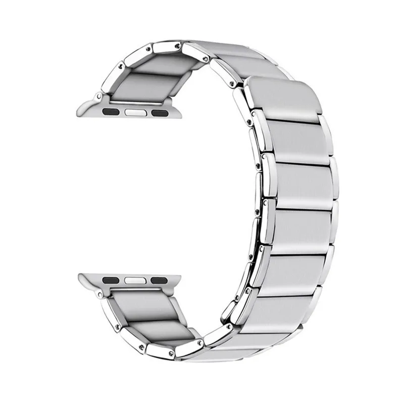 Новые 40/44 мм, ремешок для наручных часов Apple Watch Series 5 4 Нержавеющая сталь Магнитная застежка кожаный ремешок для наручных часов для Apple Watch Series 1 2 3 - Цвет ремешка: Steel-Silver