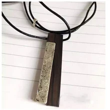Handmade Vintage Chunky Wood Alloy Mixed Pendant Necklace Ethnic Ebony Wooden Leather Long Necklace Ethnic Big Pendant Jewelry
