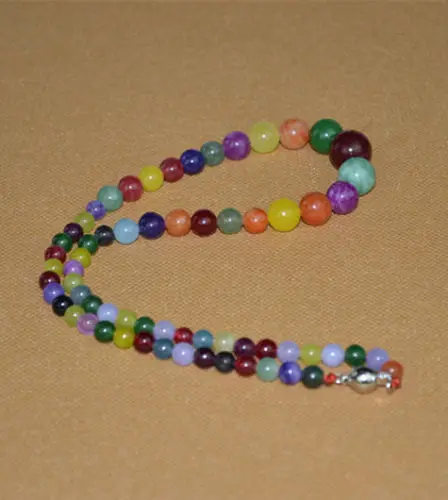 

6-14mm Multicolor Tourmaline Round Beads Necklace 18 inches 5.27