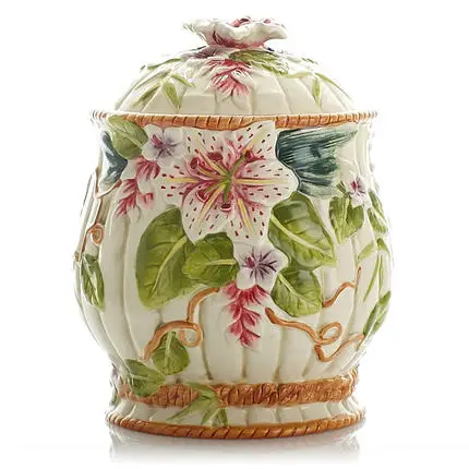 

candy tea can storage pot coarse grain storage container coffee cookie jar a lily carved candy
