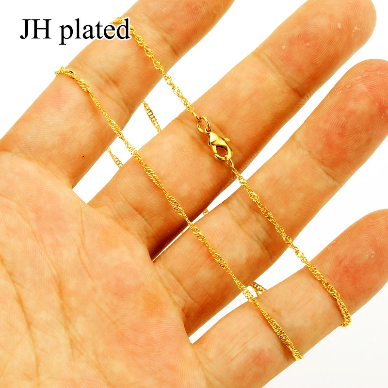 Jhplated Length 45cm Wholesale Waterwave Chain Thin Necklaces Gold
