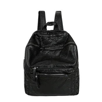 

Fashion New Backpack Women 2017 Solid Black High Quality Brand School Bags for Teenage Girls PU Leather Travel Bagpack Women's