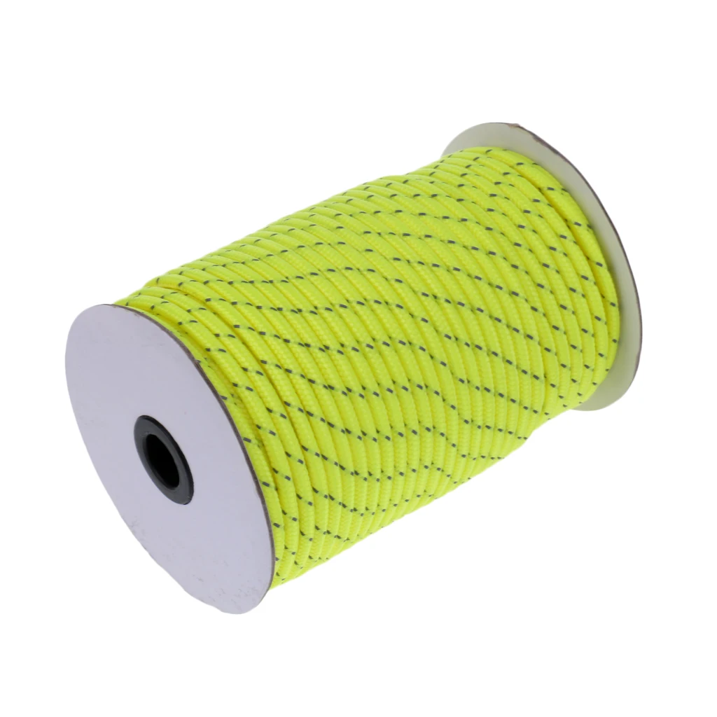 High Visibility 5mm 50m Fluorescent Reflective Guyline Tent Rope Nylon Cord Paracord for Outdoor Camping Hiking Tent 