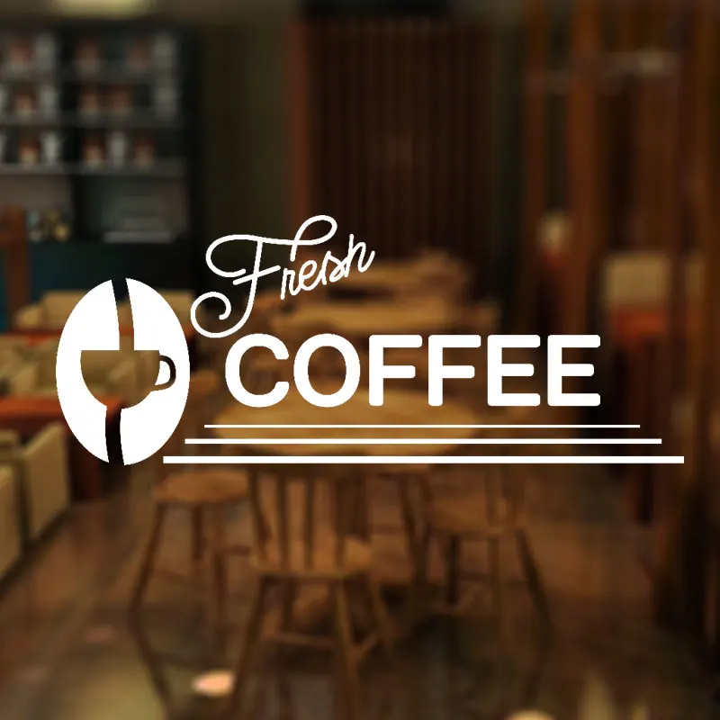 

Fresh Coffee Cafe Window Stickers, Self Adhesive Vinyl Decal, Various Sizes/colours Wallpaper Waterproof Decoration 3W03