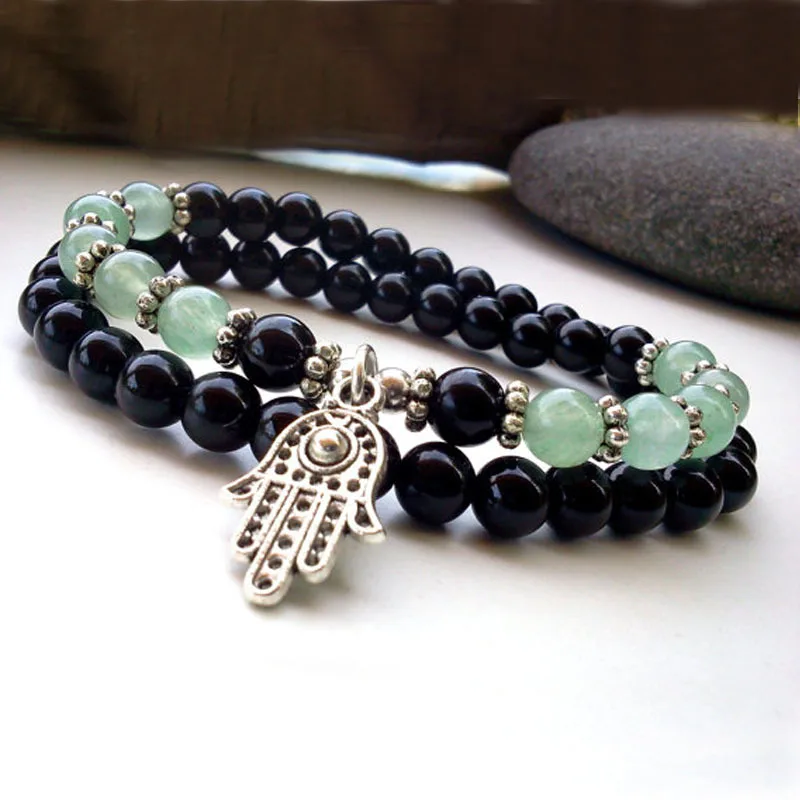 SN0141 Onyx and Stone bracelet Men Hamsa bracelet Good Luck bracelets