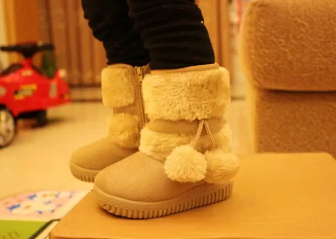 Милые ботинки для девочек; новая детская зимняя обувь; модные ботинки принцессы; детские плюшевые зимние ботинки для девочек; мягкая обувь