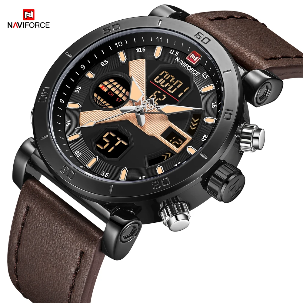 

NAVIFORCE Sport Watch Men Quartz Watch Men Digital Watches Male Clock Relogio Masculino Leather Waterproof Army Military Hour