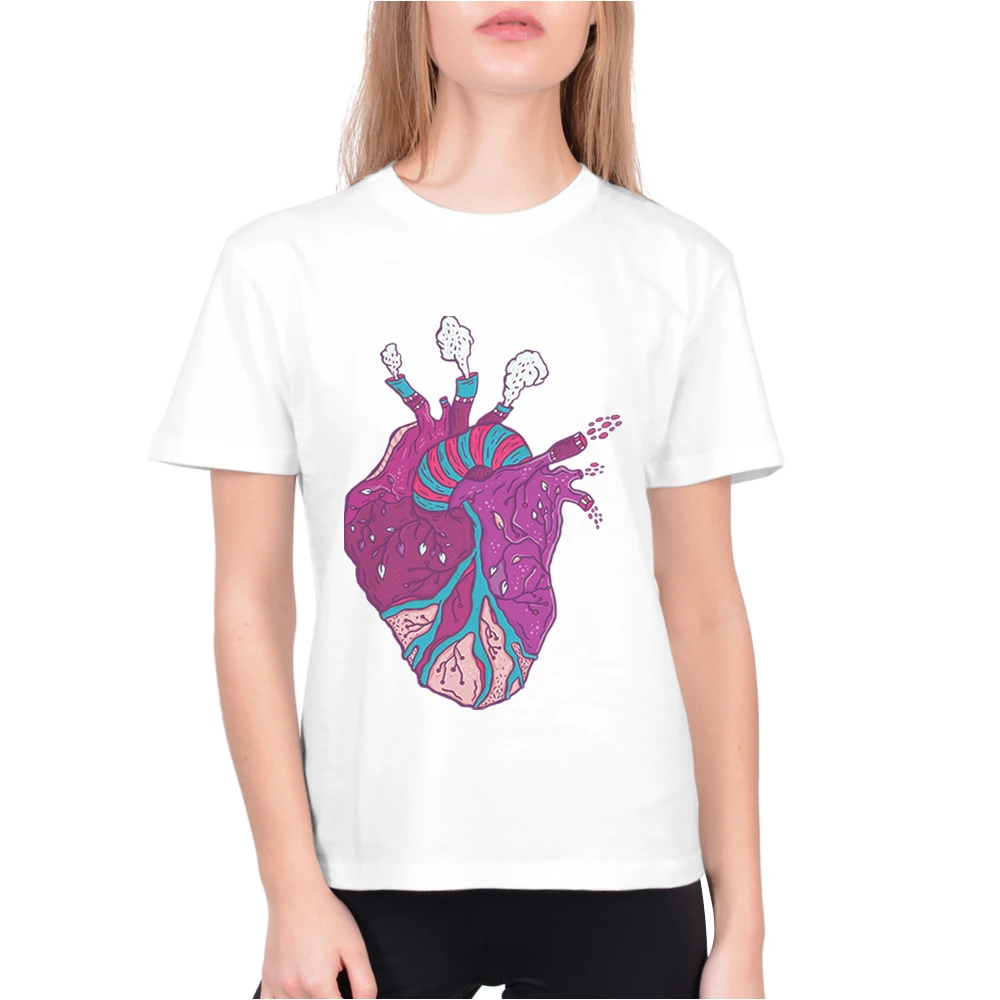

Hot Sale Heart Print Women Funny White Cotton Fashion Basic Short Sleeve Female T-Shirts Korean Streetwear Women Tumblr T Shirt