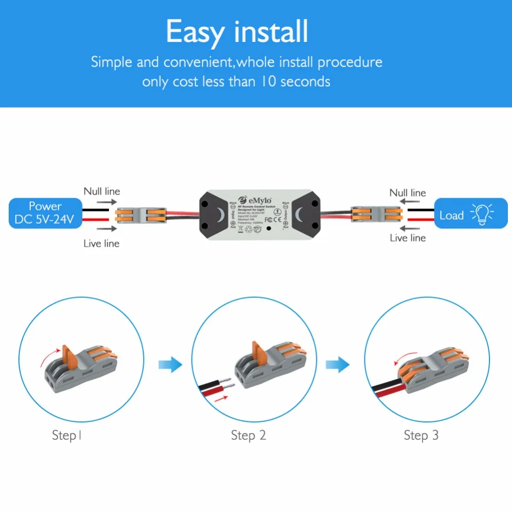 eMylo Smart RF Motor Controller Switch Wireless Relay Module 433Mhz DC 12V Motor Remote Control Switch Support rolling door//electric curtains//locks//water pump Control Motor Forward//Reverse 2pcs