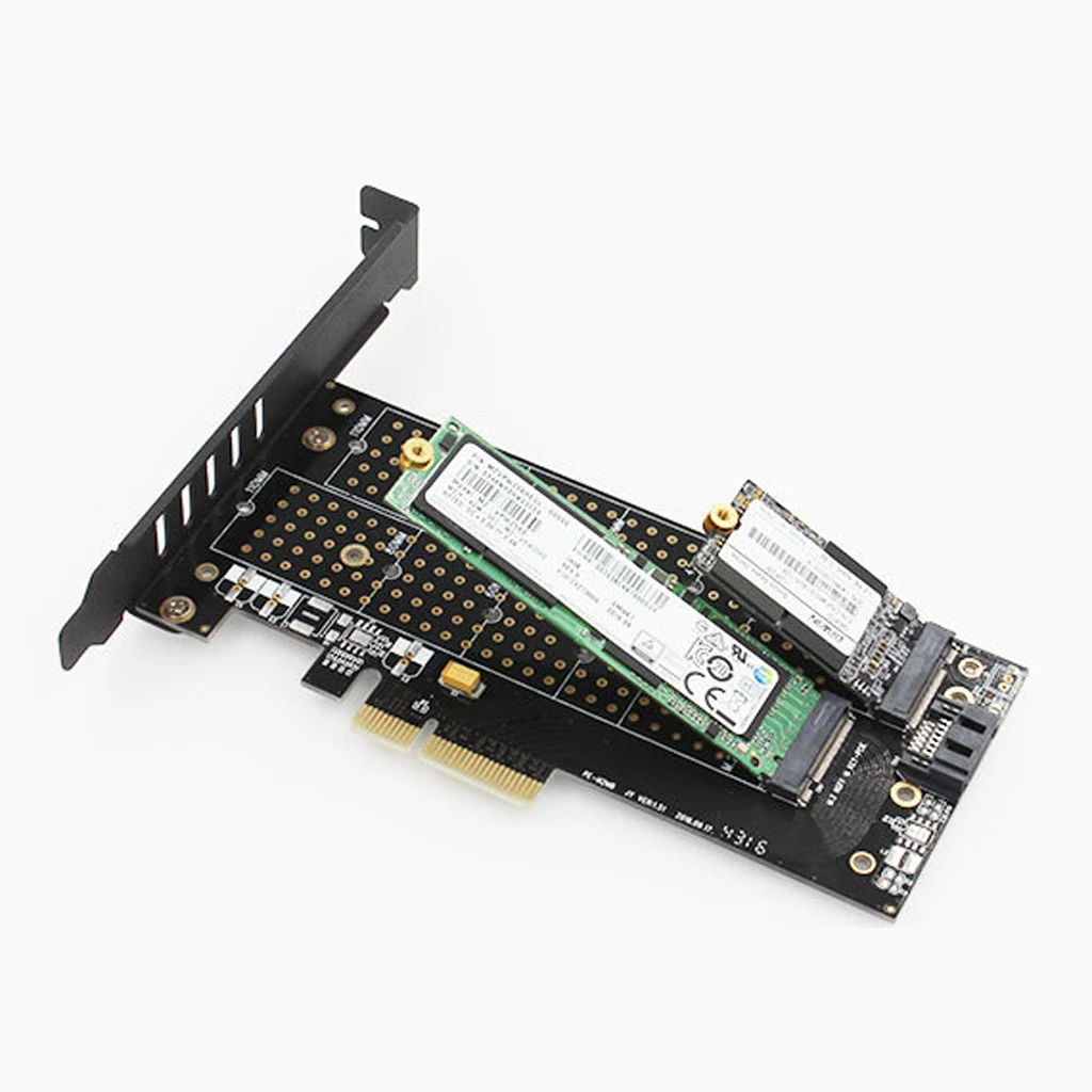 Dual M.2 PCIe Adapter,NVME SSD M-key or SATA AHCI B-key to PCIe 3.0 4X Card 