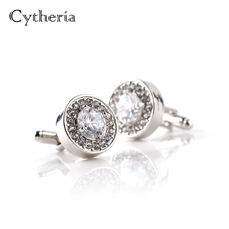 

Luxury Cufflinks For Mens And Women Zircon white purple Crystal clear Cuff Button High Quality Accessoire gift for groom wedding