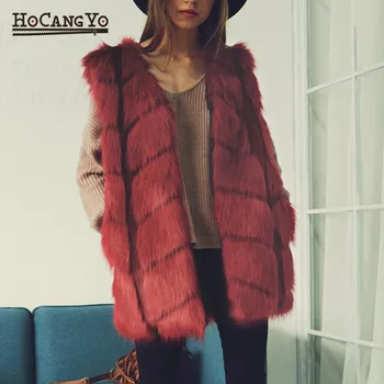 

HCYO Autumn Winter Women Waistcoat Sleeveless Vest Plus Size Patchwork Fur Coat Women's Fur Vest Coats Casual O-neck Fur Coats