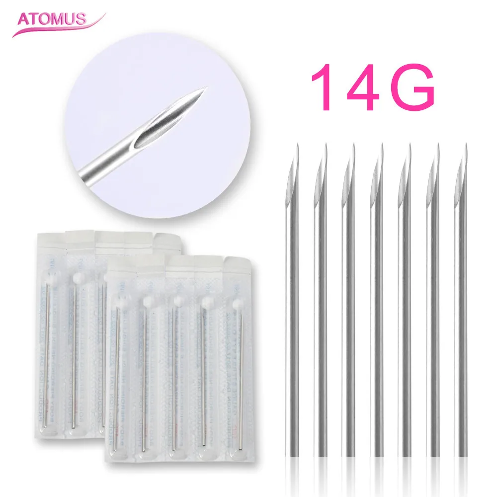 10pcs Tattoo Supply Accessories 14g 16g Piercing Needles Disposable