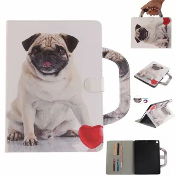 

Tablet Case Coque For iPad 2017 9.7 Cover Cases Handle Flip Cover Stand Leather Wallet Bag Card Coloured drawing Tiger Lion wolf