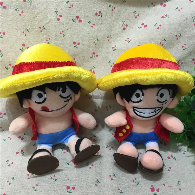 8,7 ''аниме, плюшевая цельная Обезьяна D Luffy Мягкая красная одежда желтая шляпа мультфильм мягкая Милая аниме персонаж чучела кукла-подвеска