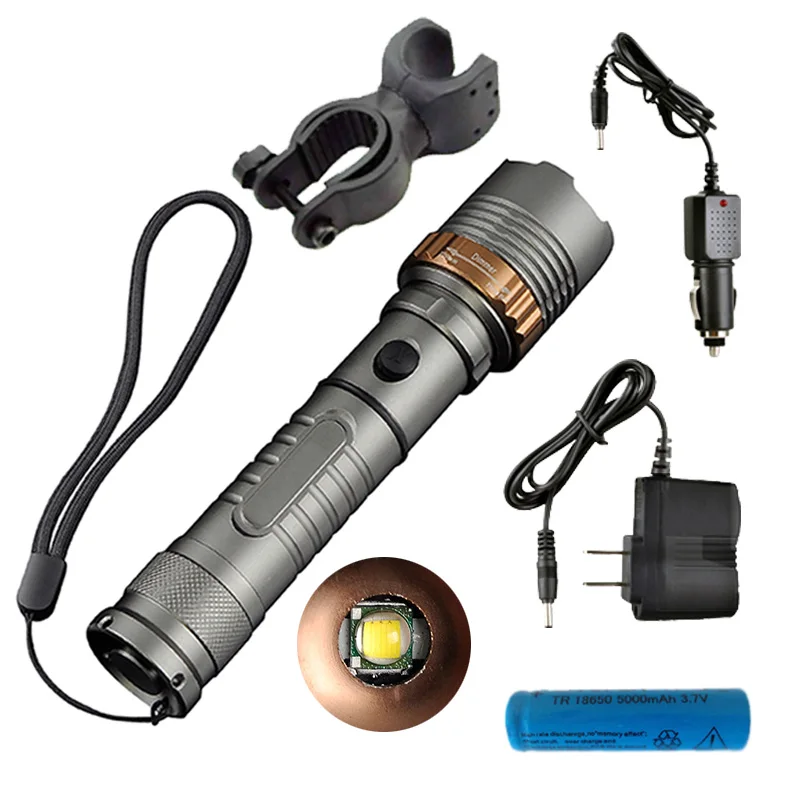 LED Rechargeable flashlight Torch lamps Self Defense T6 6000LM Tactical