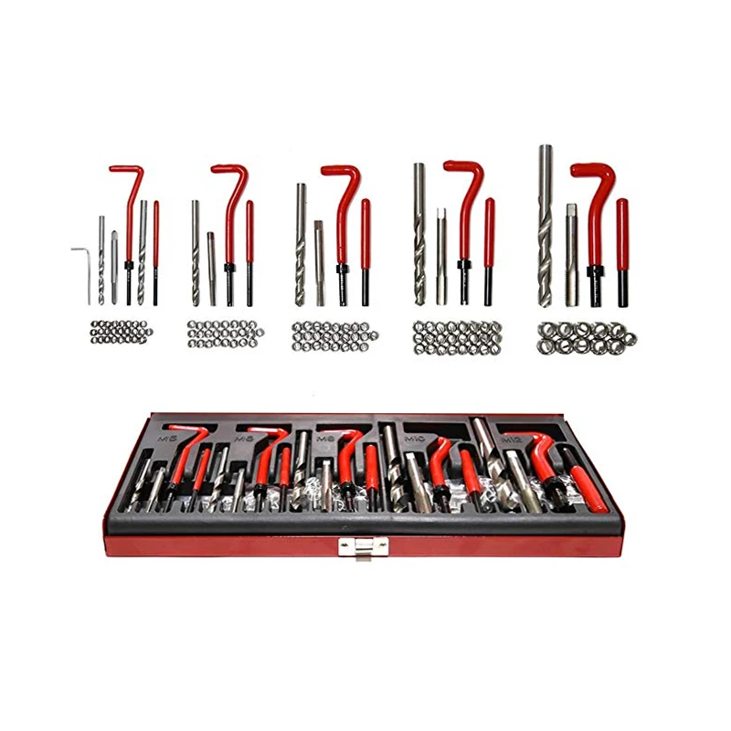 131 шт. профессиональный набор для ремонта резьбы в автомобиле M5 M6 M8 M10 M12 вставные краны и сверла поврежденный инструмент для гаража