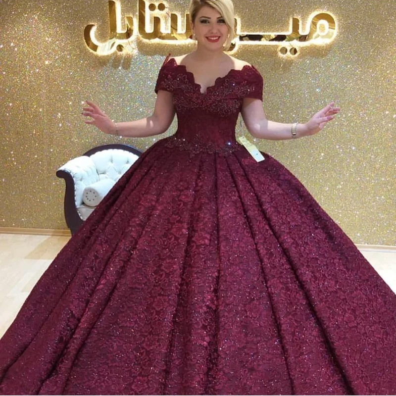 Новое поступление V бальное платье с круглым вырезом вечернее платье для мусульманских женщин 2019 кружева дубайские вечерние платья Кафтан