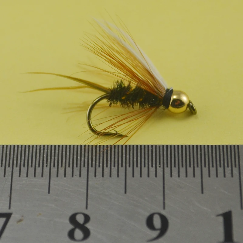 MNFT 10PCS 10# Brass Golden head Trout Grayling Fishing Flies Wet Fly Bead Head Prince Nymph