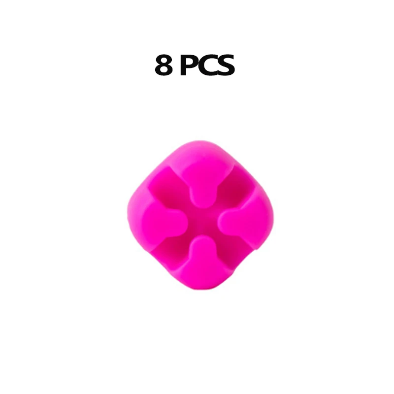 5 шт. 8 шт. Мягкие силиконовые устройства для сматывания шнуров Desktop провода Организатор USB наушники мини держатель кабеля Клип мышь шнур - Цвет: 8PCS Pink