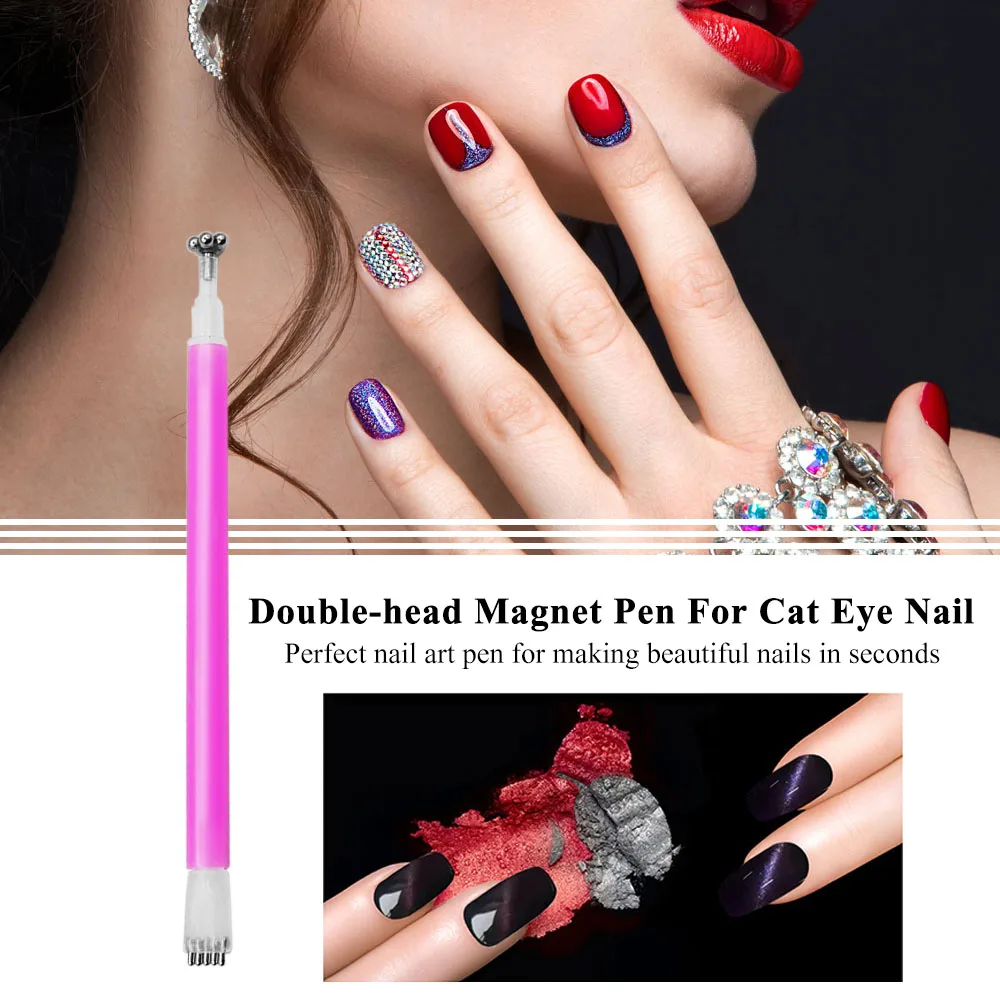 Flower Magnet Magic Pen For Cat Eye Gel Polish Double-head Nail Art Pen DIY Magic 3D Magnetic Polish UV Gel Polish Cat Eyes Rod