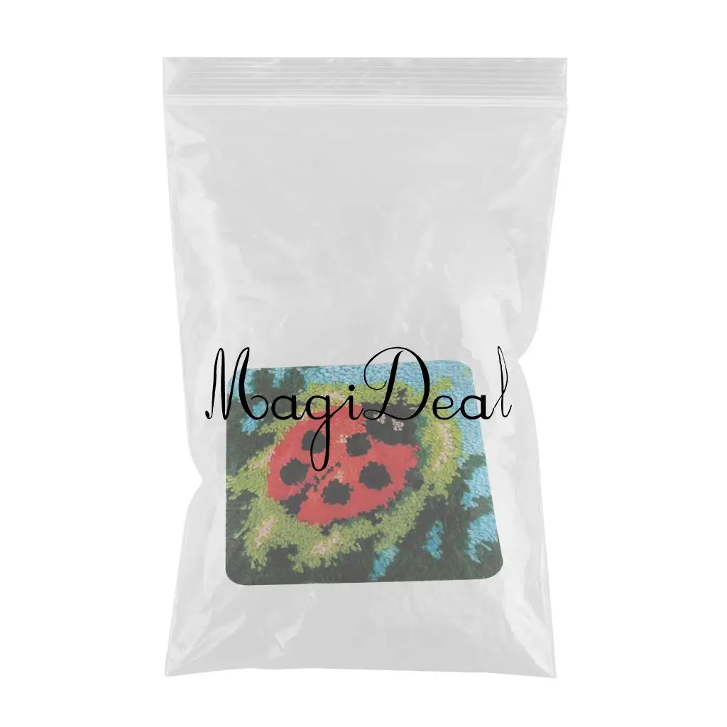 DIY Latch Hook Kit Rug Cushion Ladybug Flower Owl Bear Pillow Mat Needlework Crocheting Rug Embroidery for Beginners