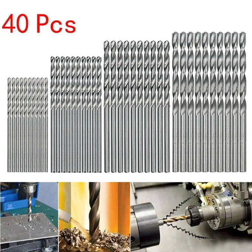 

40pcs/Set Hex Shank Drill Bit Set Titanium Coated HSS Round Shank Quick Change Load Drill Bits HSS4241 Woodworking Tool 0.5-2mm