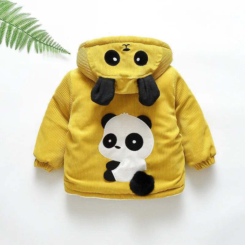 Boys winter warm coats newborn baby cartoon cotton cute hoodies outerwear for toddler boys thick plus velvet warm coats jackets