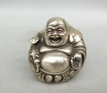 

Collection Tibetan silver hand carved maitreya Buddha small statue
