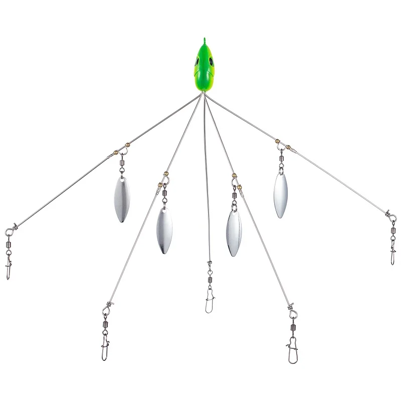 Bassdash Umbrella Рыболовная Приманка 5 Arms Alabama Rig головка плавательная приманка для ловли окуня группа приманки защелкивающийся поворотный Спиннер, 18 г - Цвет: Green