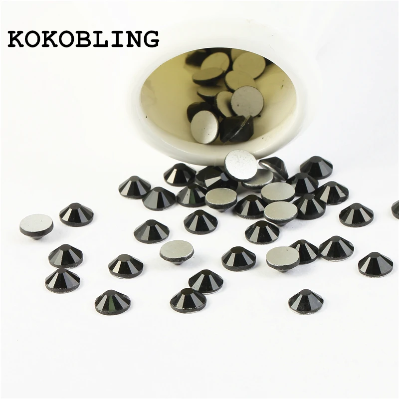 

Wholesale ss3 -ss40 Flat Back AAAAA Crystal Jet black ( 3d Nail Art decorations ) Non Hot Fix Glue on rhinestones for nails diy