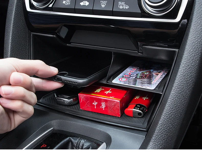 

Car-Styling Plastic Central Console Multifunction Storage Box Phone Tray Accessory For Honda 10th CIVIC 2018 2019