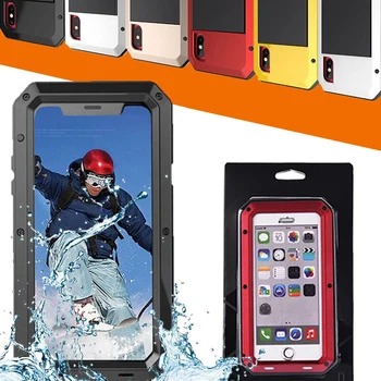 

50pcs Armor Metal Defender Case For iPhone XS Max XR X 8 7 6S Plus Aluminum Silicone+PC Heavy Duty Shockproof Protection Cover